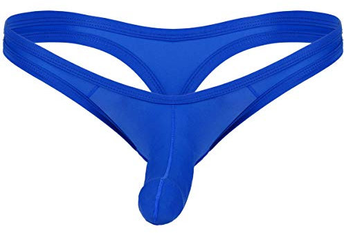 Alvivi Herren Strings Slips Bikini Briefs mit Penishülle Mini Panties Tanga Thong Dessous Unterwäsche Jockstraps A Royal Blau XXL