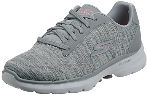 Skechers Damen GO Walk 6 Magic Melody Sneaker, Gray Textile/Trim, 37 EU