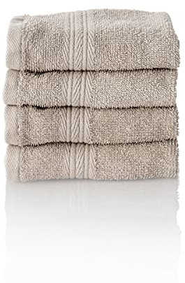 ALCLEAR Set di asciugamani in spugna assorbente, in 100% cotone ecotex, serie in 6 colori e 5 misure, colore: grigio argento, 4 asciugamani per ospiti 30 x 50 cm