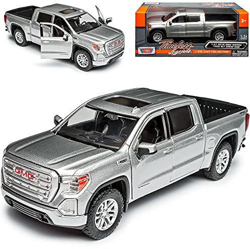 Motormax G*M*C Sierra 1500 SLT Crew Cab Pick-Up Silber 2019 1/27 1/24 Modell Auto
