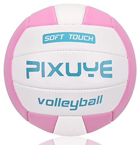 PIXUYE Volleyballs Official Size 5,Soft Beach Volleyball for Children Adults,Ball for Outdoor Indoor Games Gym Training Rosa Weiß