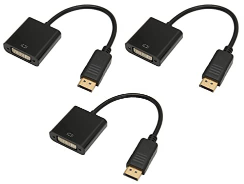 3Pcs Displayport till DVI-adapter, 4K HD 1080P Full HD Mini DP till DVI-adapterkabel, Lås Design för dator skrivbord bärbar dator
