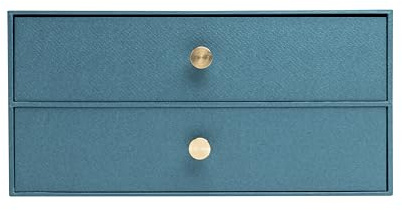 Exacompta 30603E Ablagebox Office By Me mit 2 Schubladen aus Recycling-Karton für DIN A4+ Dokumente. Schubladenbox mit hoher Kapazität für mehr Platz auf dem Schreibtisch Textileffekt Entenblau