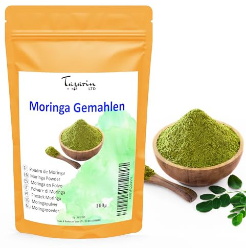 100g Polvere di Moringa PREMIUM PLUS - Foglie di Moringa in Polvere - Nutriente - 100% Naturale, Puro e Senza Additivi - TazarinLtd