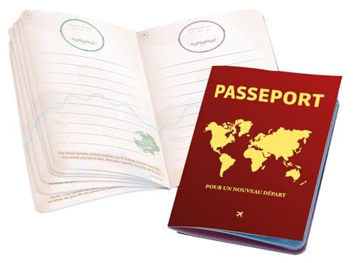 New Life | Livre d'Or Passeport | Avec Citations de Voyages | En Simili Cuir Premium | Inclut Enveloppe et Sceau | Cadeau pour Départs, Retraite, Mariage, Anniversaire | OriginalCorner