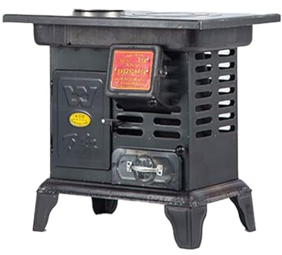 Poêle à bois en fonte et acier Generic - Chauffage domestique et cuisson - Bois et charbon - Noir