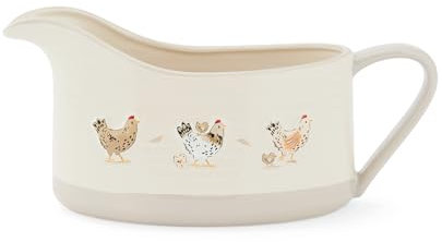 Cooksmart Hen House Lane Extra Large Gravy Boat | British Designed Farmhouse Kitchenware | Embossed Ceramic Sauce Jug | Rustic Countryside Style | Dishwasher & Microwave Safe