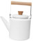 Gatuida Pot en émail portable bouilloire de camping électrique infuseur cuisson double cafetière vintage bouilloire vintage petite bouilloire pour cuisinière théière manche en bois blanche
