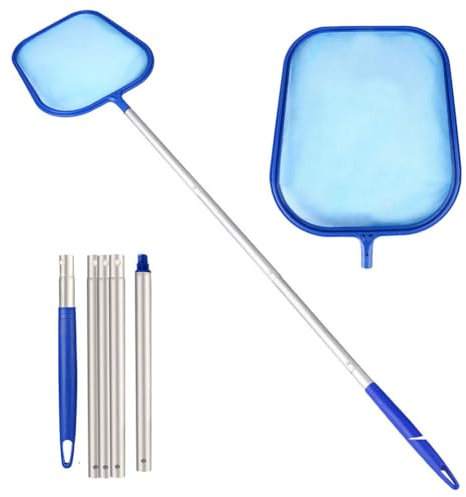 Generisch Retino per Piscina, 150 cm, con Asta telescopica, Maglia fine, per laghetto, alghe, Piscina, Rete in Nylon
