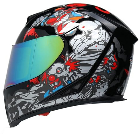 Casco Da Moto Integrale Caschi Integrali Retrò Con Doppia Visiera Caschi Cross E Off-Road Casco Di Sicurezza Per Motociclisti Omologato ECEDOT Per Adulti Uomini Donne M,S:55-56CM
