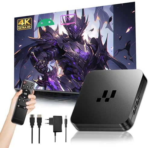 Y1 Android 16.0 Caja TV, Smart Box 4K HD para Televisor con WiFi 2,4GHz + 5GHz, Dispositivo TV Caja de Canales de Internet, Chip S905, USB 2.0, Compacto y Potente (Control Remoto por Infrarrojos)