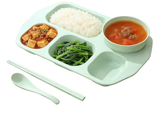 Genérico Platos con Compartimentos,Plato con 5 Compartimentos - Plato para Separar Alimentos,Para Niños Estudiantes Hogar Oficina Escuela Guardería Hora De La Comida Comedor Restaurante