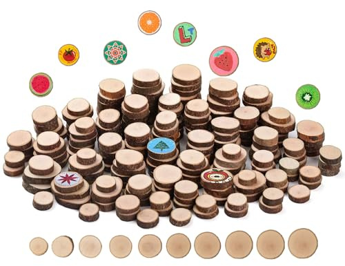 Slicaza 120pcs Wood Log Slices Crafts Wooden Discs Natural DIY for Christmas Ornaments with Bark Rustic Wedding 1.5-3cm