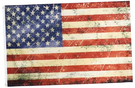 Toddmomy Bandiera Design Retrò e Usurato Vintage Americana 90x150cm in Poliestere, Leggera e Portatile per Eventi Patriottici e Celebrazioni Pubbliche