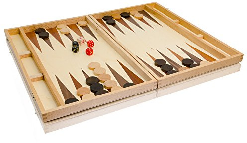 Cassetta Backgammon Legno da Viaggio 40 x 50 cm - Intarsiato Gioco da Tavolo di Faggio