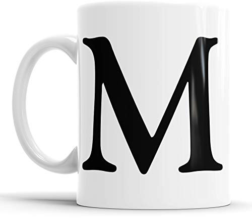 Faithful Prints Alphabet Mug Letter Mugs Initial Coffee Cup Birthday Fathers Day Gift (Letter M)