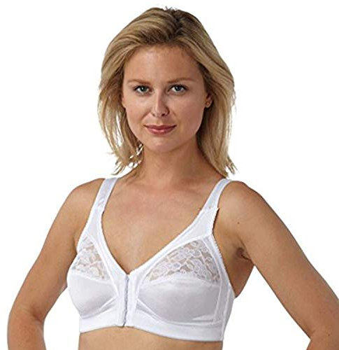 Marlon Women Front Fastening Soft Cup Non Wired Bra Cup B-E 1 Pack White 38E