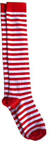 Mokotex Kniestrümpfe Ringelstrümpfe blau-weiß oder rot weiß Einheitsgröße für Erwachsene (rot/weiß)