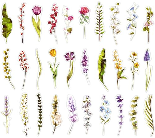 Colorful Flower Bookmarks, 30 PCS (Unknown Flower)