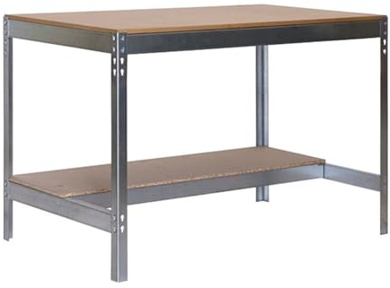 Simon Rack Arbetsbänk, 400 kg Lastkapacitet, 842x910x760 mm, DIY Arbetsbord Garage, Galvaniserad/Trä – BT0