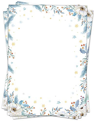 50 Blatt Briefpapier (A4) | Weihnachten | Motivpapier | edles Weihnachtspapier | beidseitig bedruckt | Bastelpapier | 90 g/m²