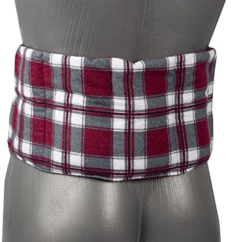 Traubenkernkissen 7-Kammer mit Band, 65x15 - Wärmekissen, Körnerkissen, Mikrowelle und Backofen - 65x15cm, Traubenkern Kissen, Flanell karo-rot