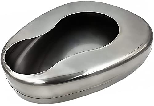 DEXSUR Bedpans for Elderly Men and Women, Heavy Duty Metal Autoclavable Adult Stainless Steel Bed pan for Medical Centers and Home Use, 14 x 11 3/8 Inches