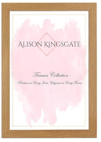 Alison Kingsgate Sleek OAK 12X8 Picture Frame for Photos & Certificates | Engineered Wood, Shatterproof Perspex Front, Ideal for Wall Art & Tabletop, Posters, Documents & Home Décor