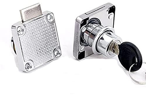 Cerraduras de acero laminado en frío, cerradura de seguridad cuadrada de color acero inoxidable para muebles, cajón, armario, puerta con 2 llaves, 36 x 36 mm