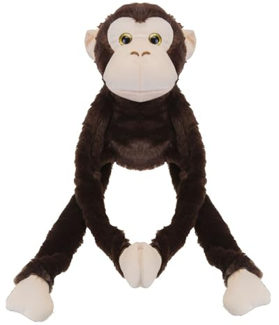 VFM - Puppet à Main Singe Peluche 65 cm - Super Amusant Brun Moelleux et crème Tissu Complet de Corps - Jouet de Jungle Doux avec des Mains et des Pieds Velcro pour Les Enfants et Les Adultes