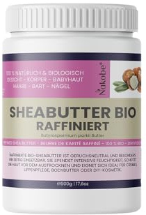 Nakobe Sheasmör BIO – 500 g – 100 % rent och naturligt – ekologiskt certifierad – raffinerat och kallpressat – karitsmör