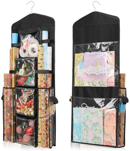 EXLIFBAG Wrapping Paper Storage, Gift Wrap Organizer Holder Double-Sided Hanging Gift Bag Storage Organizer