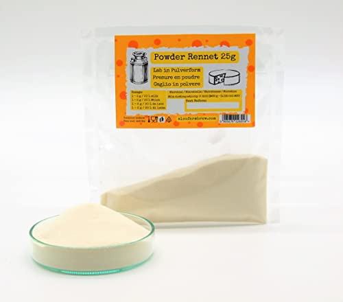 Mikrobiellt Ostlöpe Pulver 25 g – För Osttillverkning, Vegetabiliska och Traditionella Ostar, Komjölk, Getmjölk och Växtbaserade Drycker