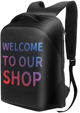 Vattentät LED-ryggsäck med BT APP Programmerbar Färgglad LED-skärm USB-driven 64x64-skärm Gör Det Själv Resor för Män och Kvinnor Laptop-ryggsäck