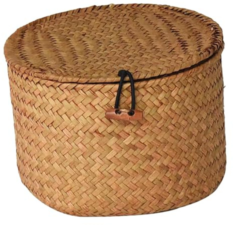 Baoblaze Aufbewahrungsbox mit Deckel Seegras Aufbewahrungskorb Zum Ordnen von