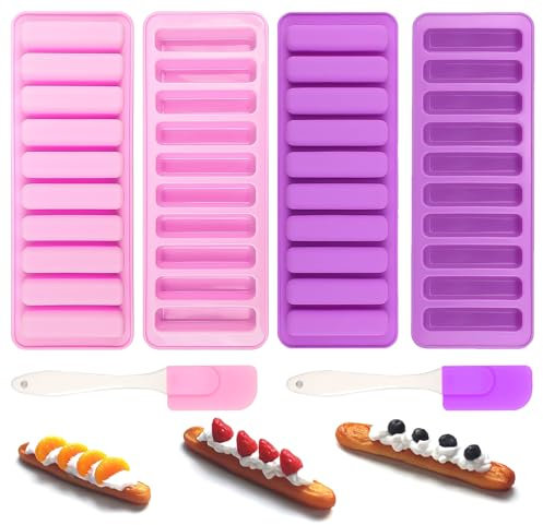 FINEASY 6 Pièces Moule Barre de Céréales, Moule en Silicone avec 2 Spatules en Silicone, Longues Bandes, Sans BPA, Parfait pour Barres de Céréales, Énergétiques, Biscuits