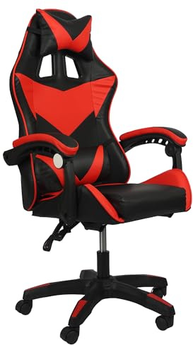Gaming Chair Ergonomic Drafting Chair Tall Office Chair with Lumbar Support and Adjustable Footrest Headrest Height-Adjustable and Adjustable Reclining (Gaming Chiar without footrest, Black+Red)