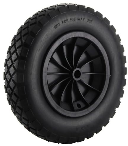 CROWNSHOP 14 Wheelbarrow Wheel PU Puncture Proof Solid 3.50-8 Wheel Solid Tyre Rim Wheels Tyre Heavy Duty Replacement Tire for Garden Trolley Barrow Go Cart