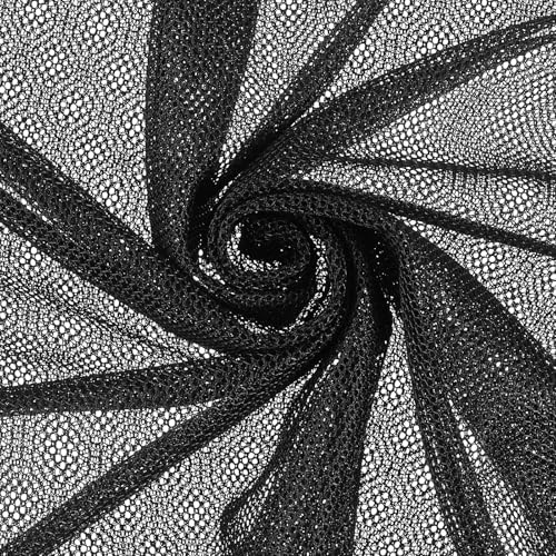 Tela de malla negra de 59 x 29.5 pulgadas, malla elástica para costura, manualidades, red, ropa, bolsa de compras, mochila, bolsillo y correas