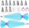 16 Pcs Piping Bags and Nozzles Set – Reusable Icing Piping Kit with 2 Large Reusable Bags, Coupler, 10 Frosting Nozzles for Cake Decorating, Pastry Tips, Cupcakes, Cookies, Baking Supplies for Beginne