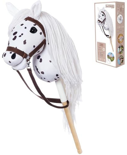 HOPPIHORSE-El Hobby Horse edición Deportiva A3, Caballo de Palo con cabezada, riendas, Correa del Hombro, Cola y empuñadura de Silicona, Hobby Horse de Peluche Caja de Regalo.