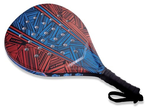 Hy-Pro Padel Racket, Red and Blue Design, Lightweight ABS Foam Construction, with Wrist Strap