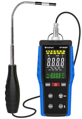 Professional Hot Wire Anemometer with Telescopic Sensor, High Precision Wind Speed Gauge, Air Flow, Temperature Meter for HVAC, Environmental Monitoring, Duct Testing, and Industrial