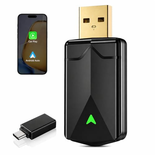 Adaptador CarPlay Inalámbrico – Adaptador Android Auto Inalámbrico, Wi-Fi 5,8GHz Plug & Play, Mini y Estable, iOS 10+/Android 10+, Conexión Automática Rápida para Coches a Partir de 2016.(1 Piezas)