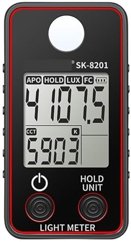Ljusmätare, Ljusmätare Digital Belysningsstyrka Handhållen Lux Tester LCD 0,5-300000 Fc Pocket Luxmeter Fotometer Odla Växter,Hem & Kontor(Sk-8201)