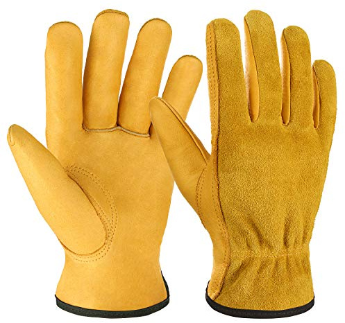 OZERO Leather Work Gloves, Gardening Gloves, Flex Grip, EN388, 1 Pair, XL