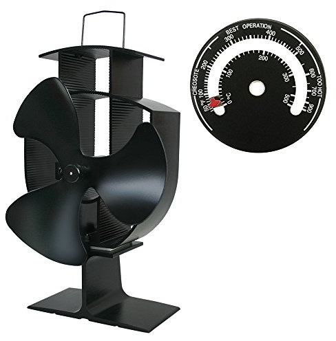 Lincsfire 3 Blades Eco Friendly Silent Heat Powered Stove Fan for Wood/Log Burner/Fireplace + Free Stove Thermometer