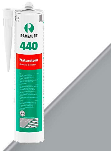 RAMSAUER 440 Naturstein (Schiefergrau MATT) - 310ml Kartusche, Silikon Dichtstoff für Naturstein, Marmor, Granit, Terrazzo, uvm., Fugen im Innen- und Außenbereich, Küche und Reinraum
