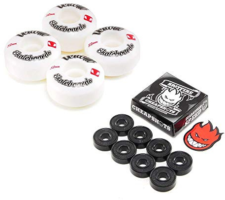 Venom Skateboards Logo White Skateboard Wheels - 52mm & Spitfire Cheapshots Bearings Set