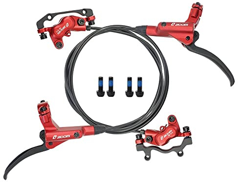 NYK Zoom- HB-876 Frein à disque hydraulique 4 pistons avant et arrière 800 mm et 1400 mm Ensemble 4 pistons pour VTT MTB BMX (Rouge)